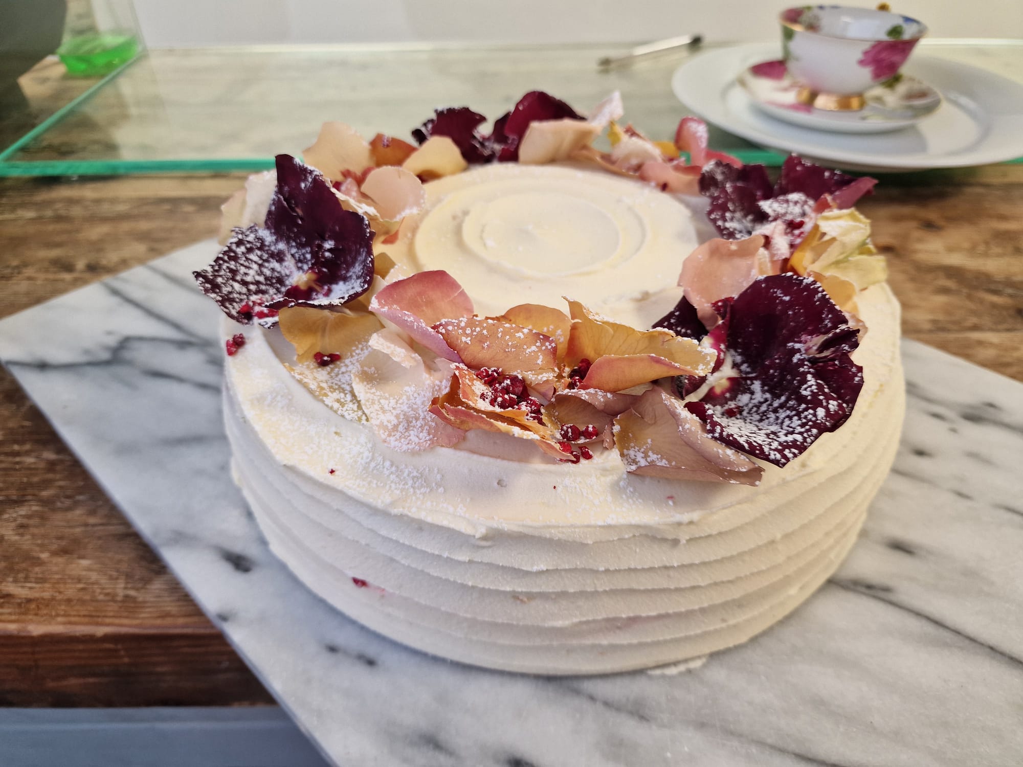Gluten Free Lemon Rose and Raspberry Sponge Cake