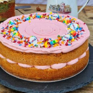 Pride Raspberry Rainbow Cake (Dairy)
