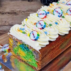 Pride Rainbow Marble Loaf Cake (Dairy)
