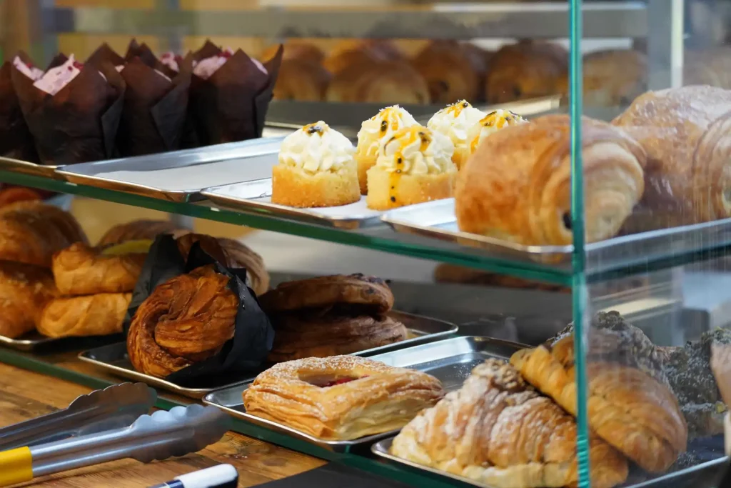 Freshly baked pastries and bread sold in our bakery shop