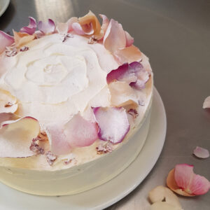 Vegan Lemon Rose and Raspberry Sponge Cake